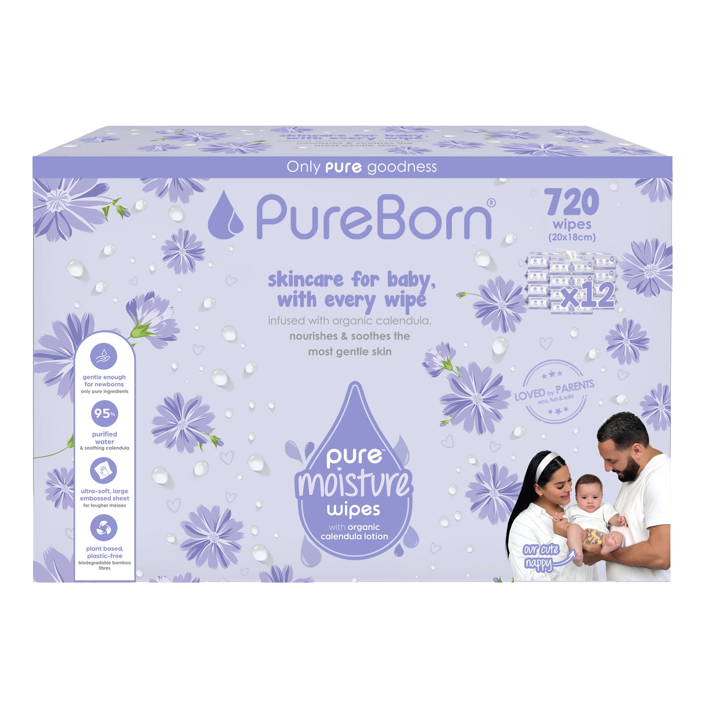 Pure Moisture Wipes With Organic Calendula Lotion