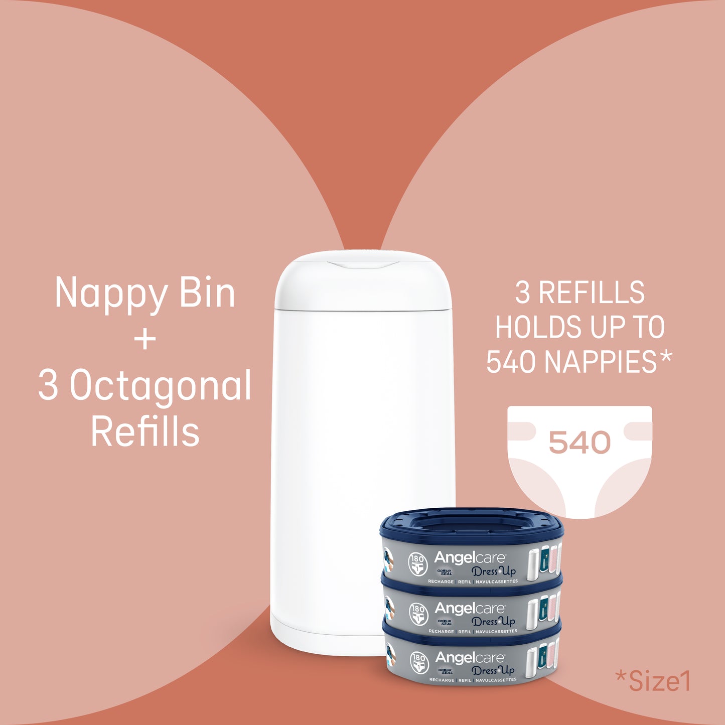 Angelcare Dress Up Nappy Pail Octagonal White