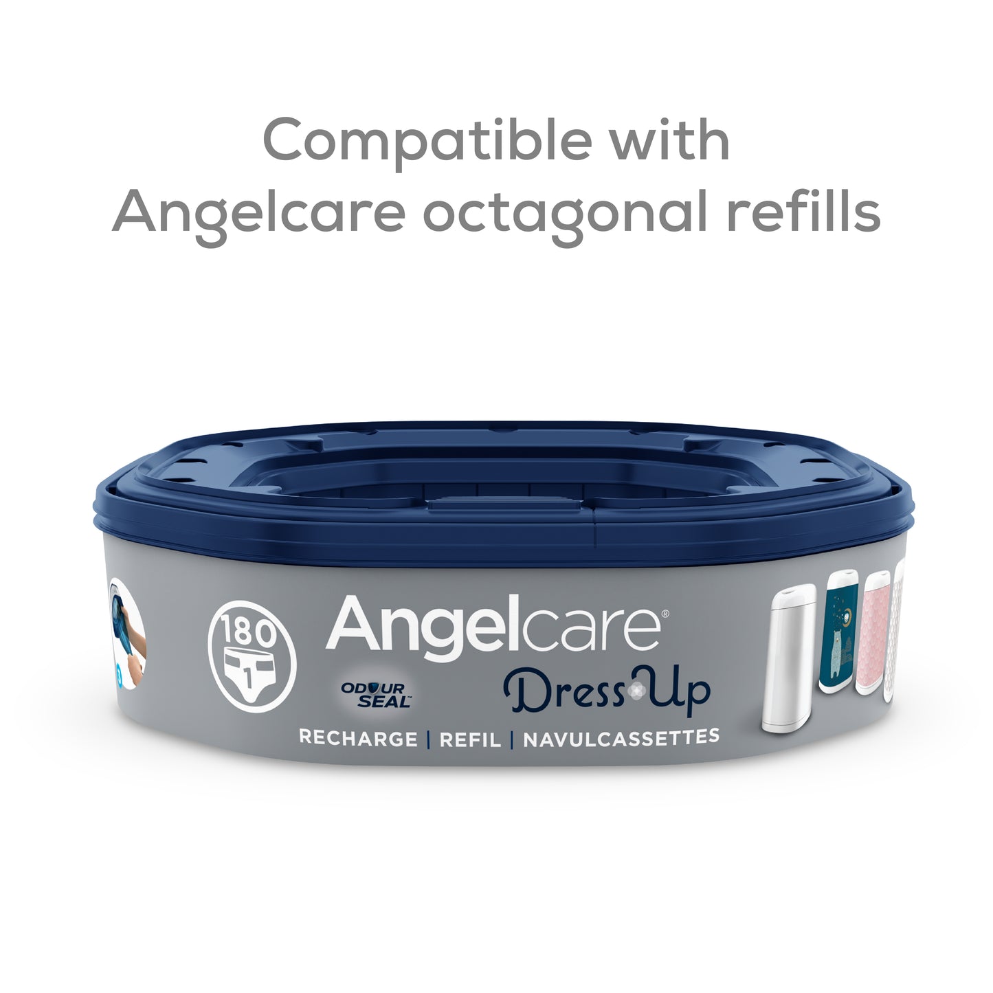 Angelcare Dress Up Nappy Pail Octagonal White