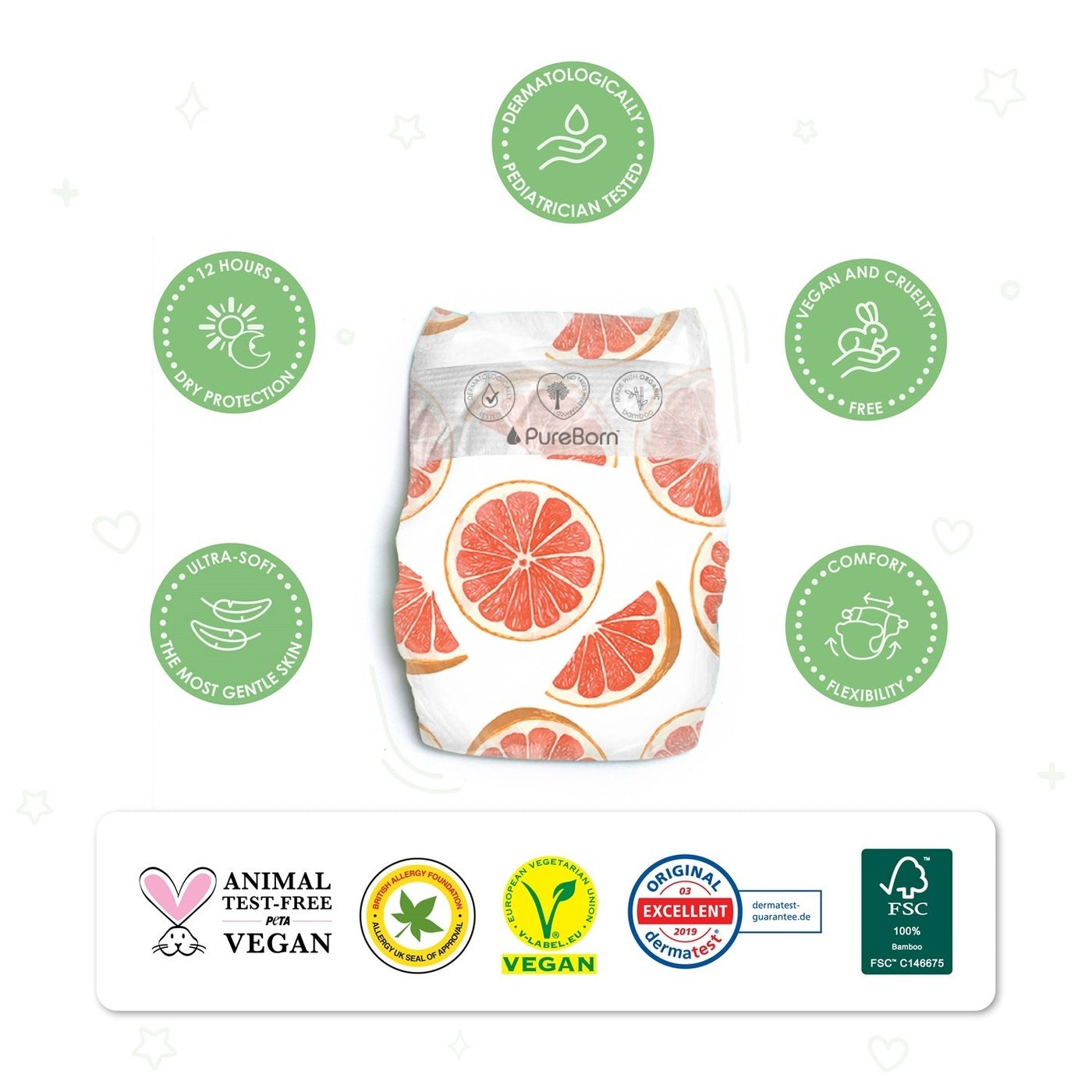 6 Organic Bamboo Nappies Subscription