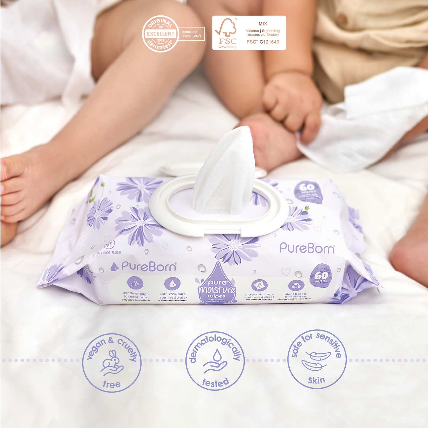 Pure Moisture Wipes With Organic Calendula Lotion