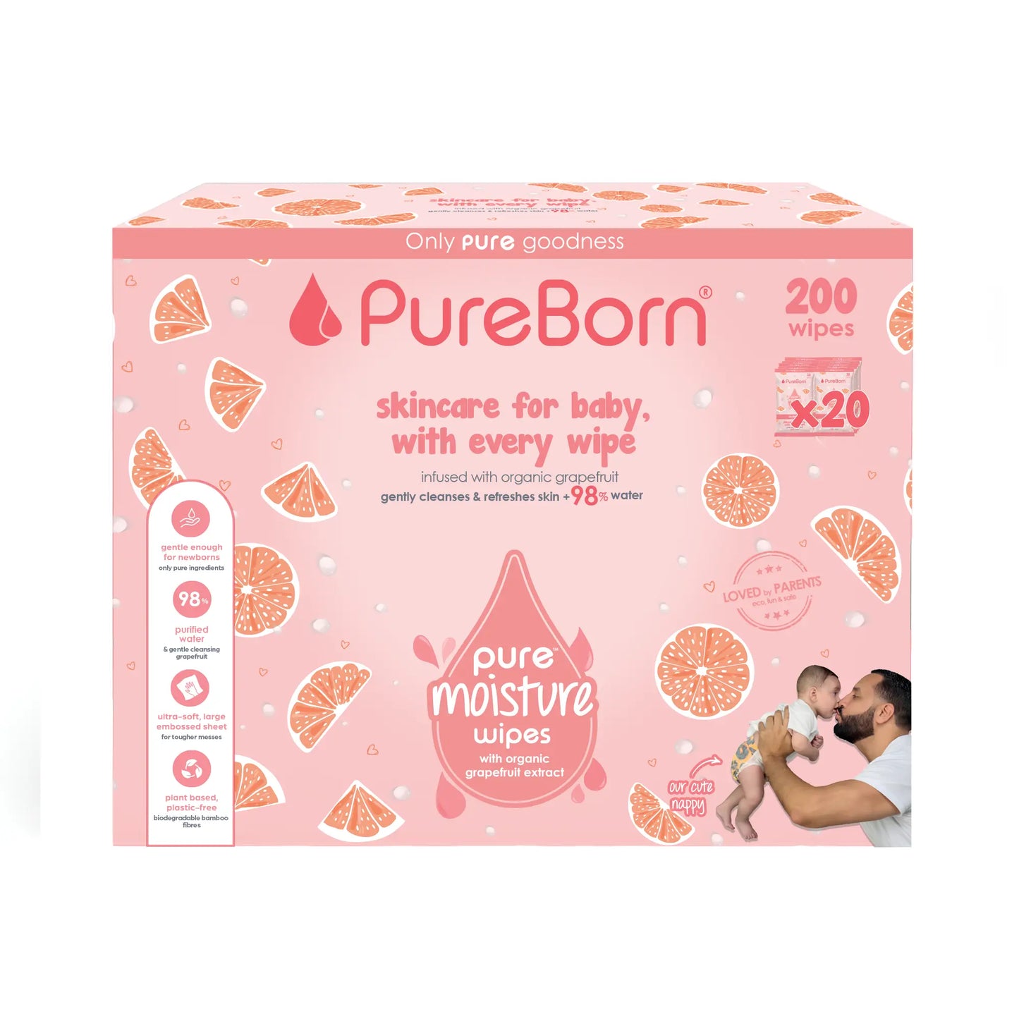PureBorn Wipes Grapefruit