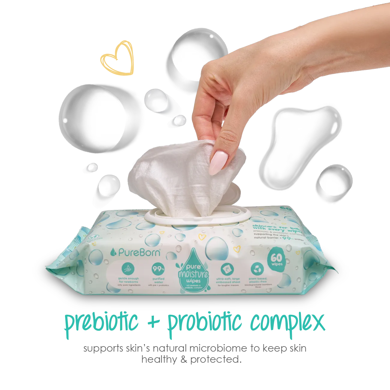 Pure Moisture Wipes with Prebiotic & Probiotic Complex