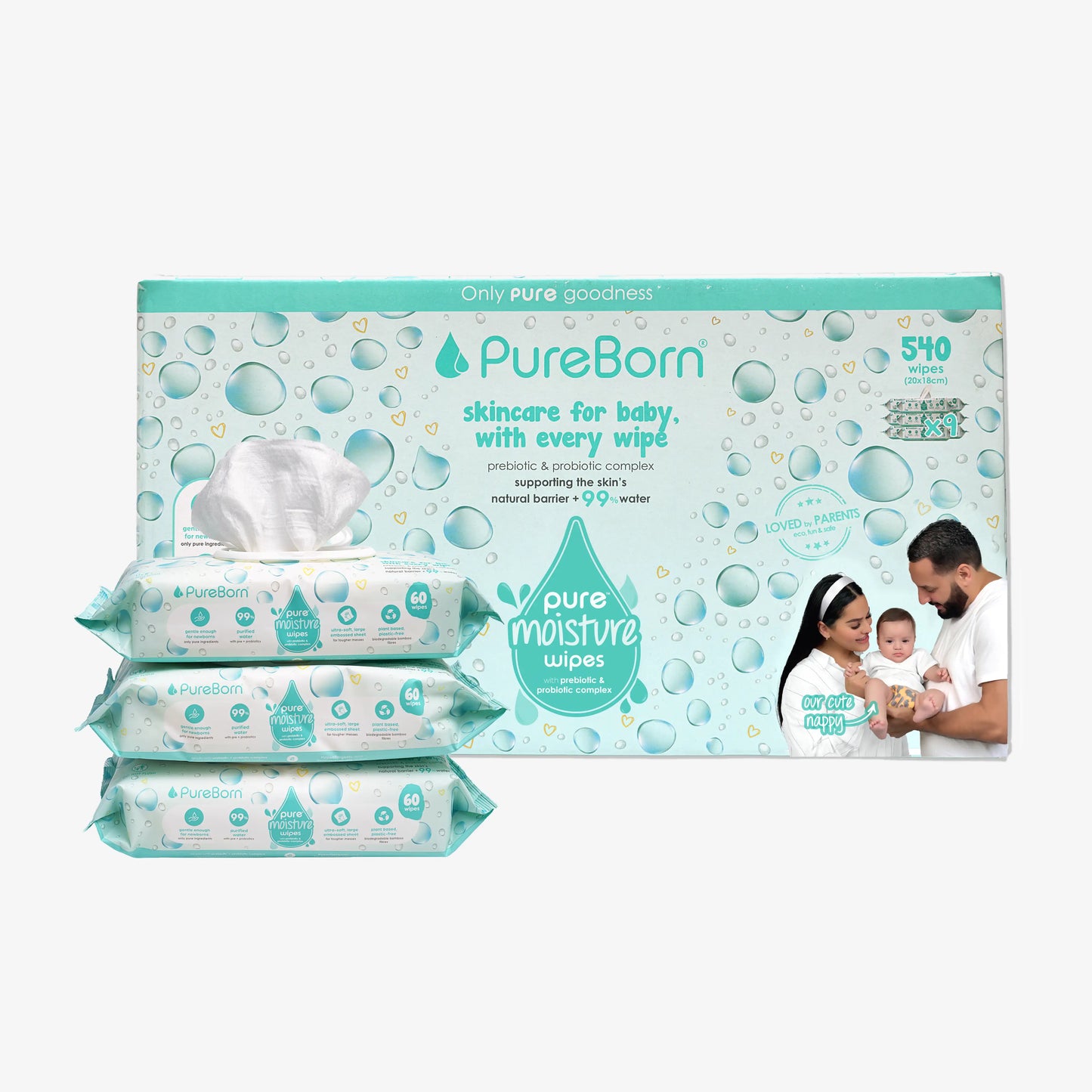 Pure Moisture Wipes with Prebiotic & Probiotic Complex
