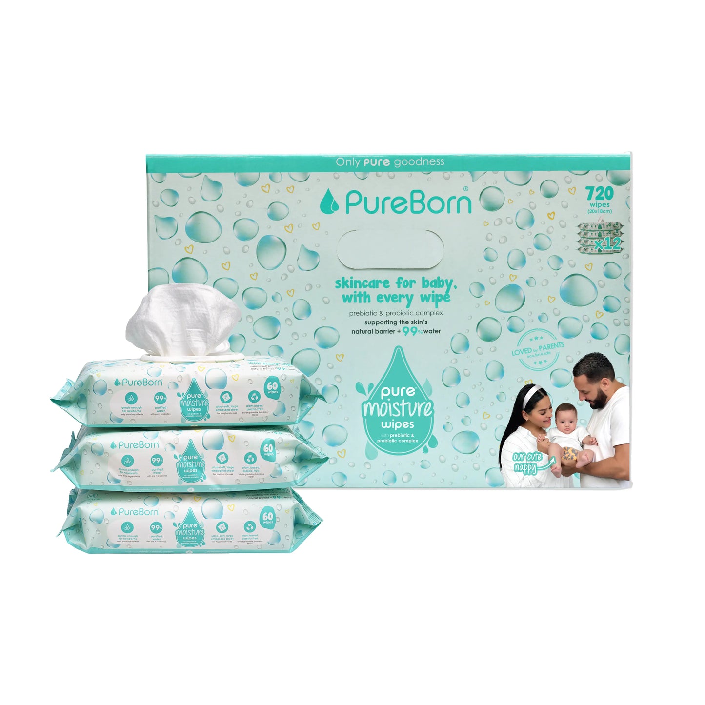 Pure Moisture Wipes with Prebiotic & Probiotic Complex