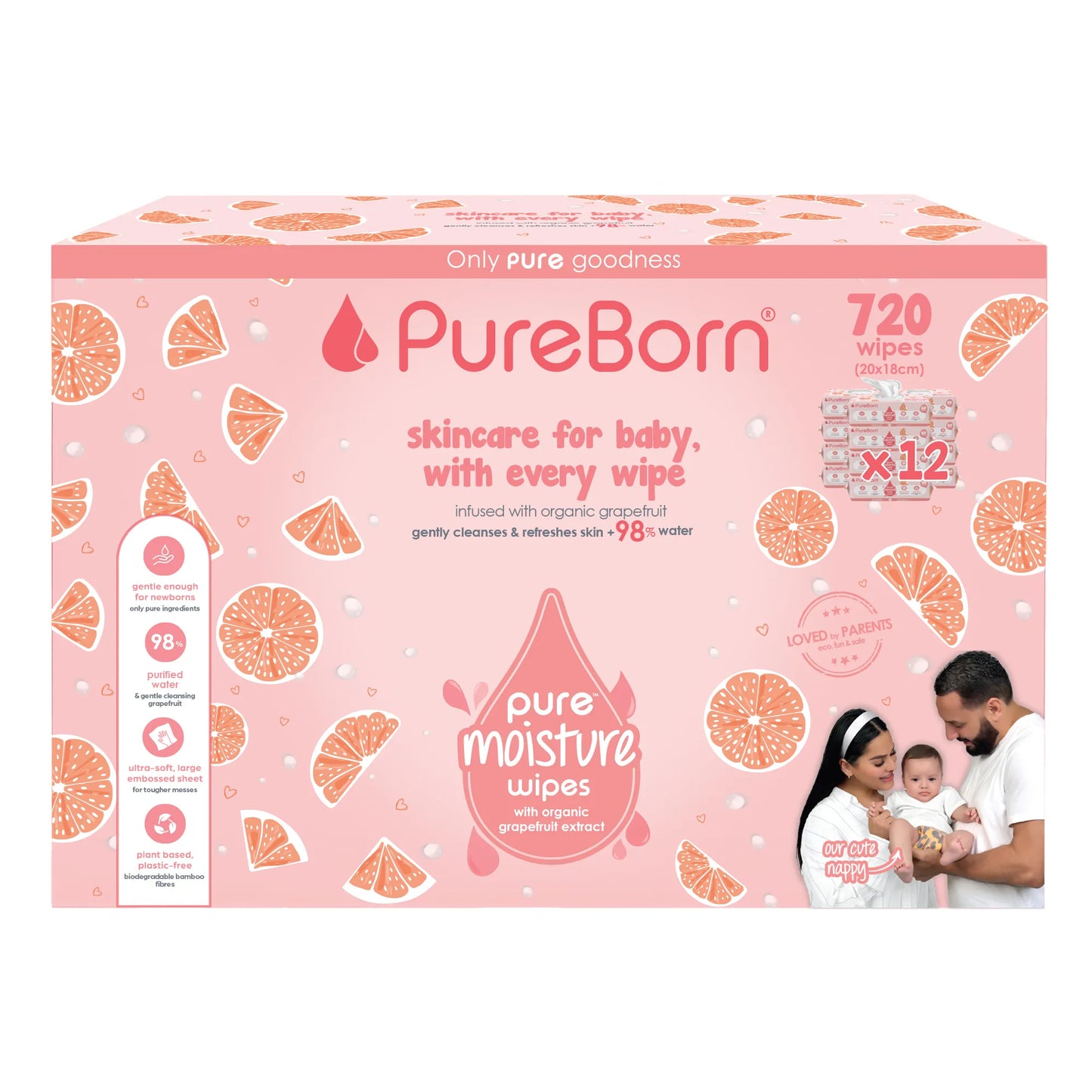 PureBorn Wipes Grapefruit