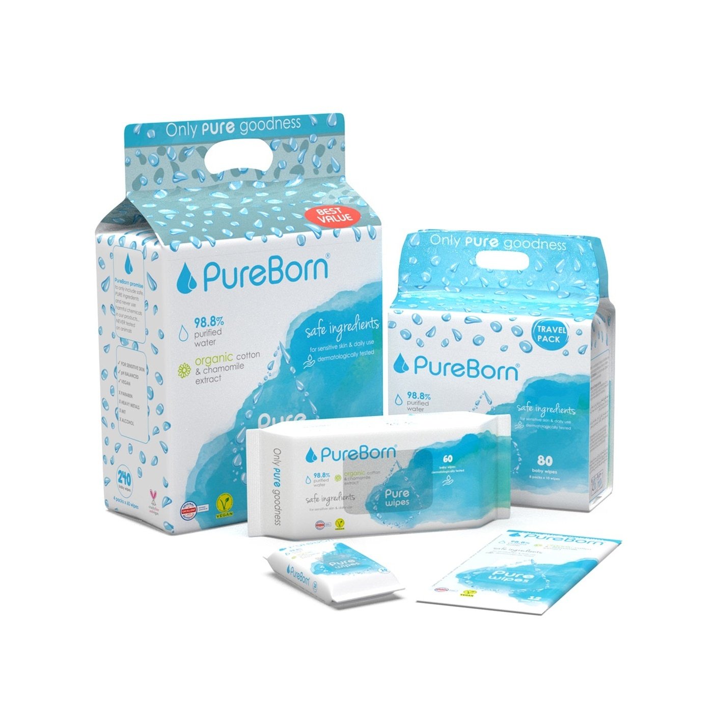 PureBorn Wipes Chamomile