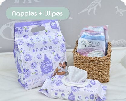 6 Organic Bamboo Nappies & 4 Wipes Subscription